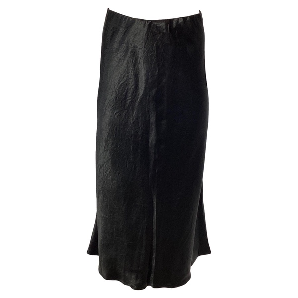midi flared skirt in black silk