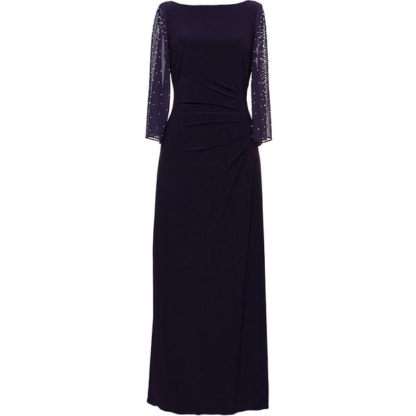 plus womens flare sleeves round neck evening dress