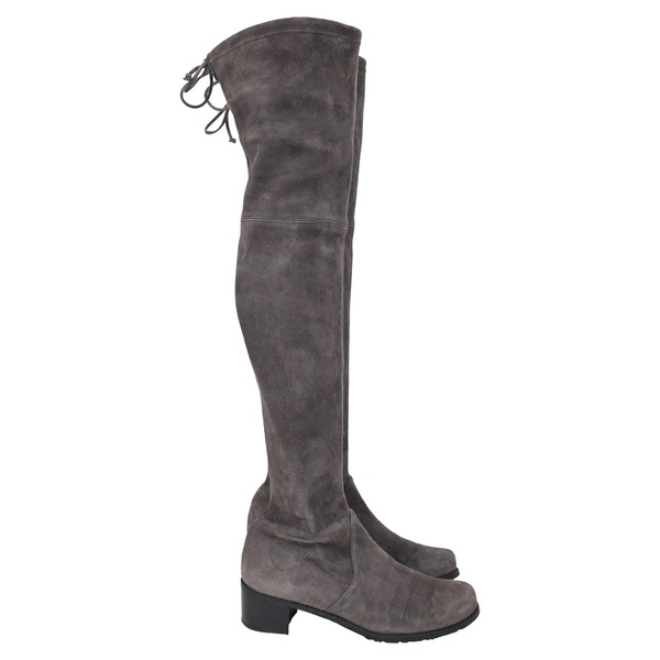 over the knee boots in grey suede
