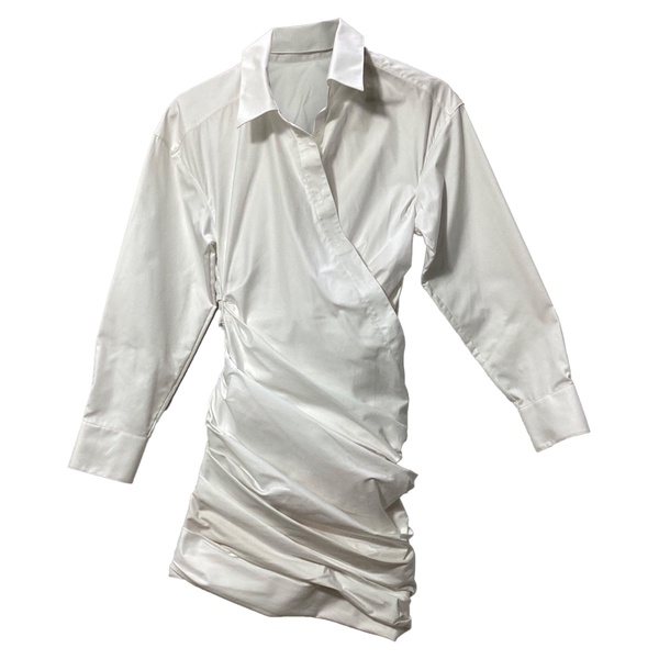 drape shirt dress in white cotton