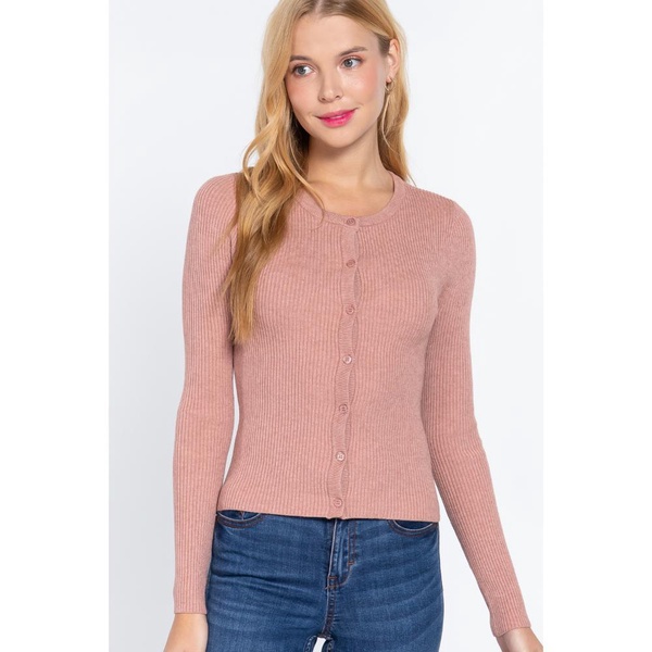 long slv crew neck basic cardigan