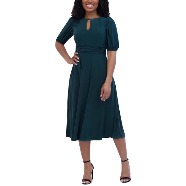 petites womens ruched polyester midi dress