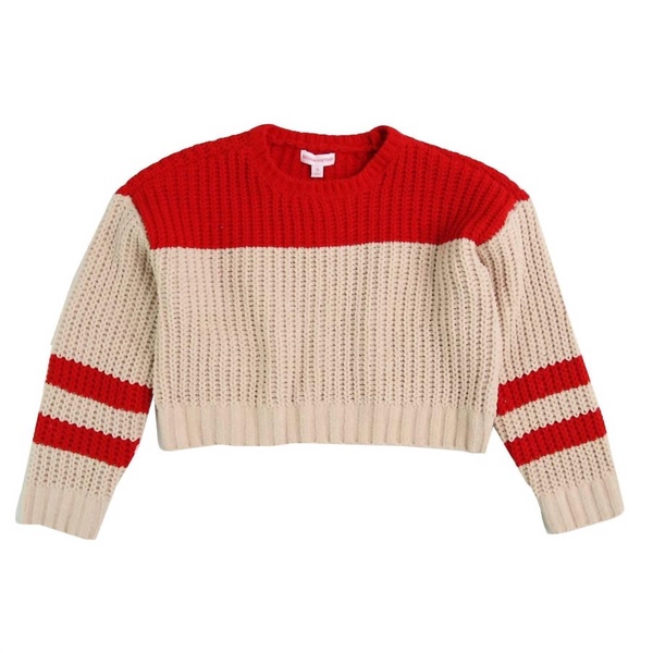 combo stripe sweater in poinsettia