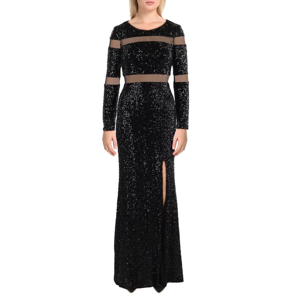 womens sequined illusion evening dress