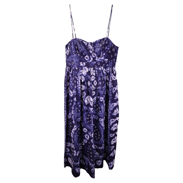floral print long dress in blue cotton