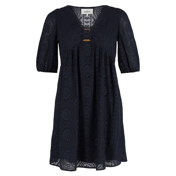 v-neck mini dress in navy blue cotton