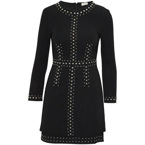 madison studded cocktail mini dress in black viscose