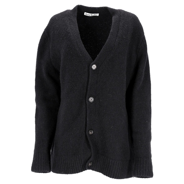 v-neck buttoned cardigan in black wool