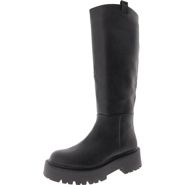 crowww womens faux leather tall knee-high boots