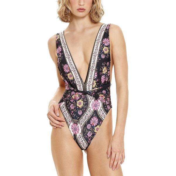 womens solid recycled polyester one-piece swimsuit