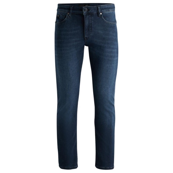 slim-fit jeans in blue knitted stretch denim