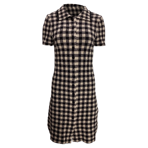dody buttoned gingham mini dress in multicolor lyocell