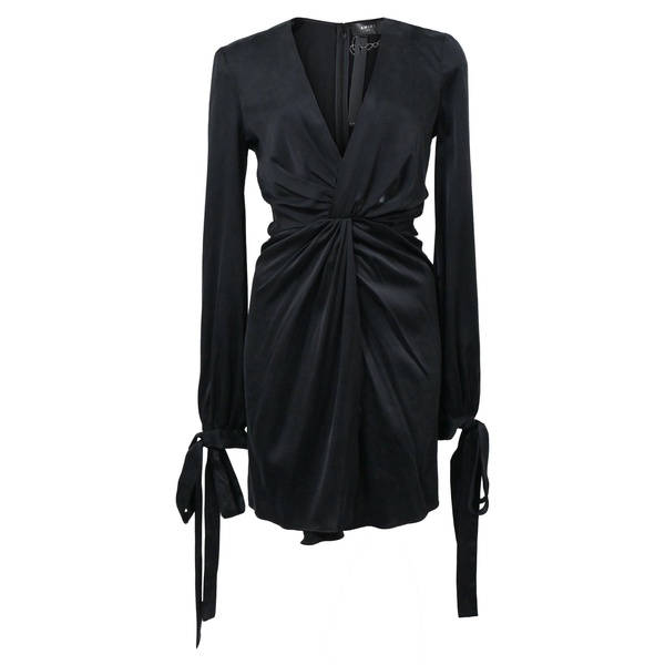 v-neck mini dress in black silk