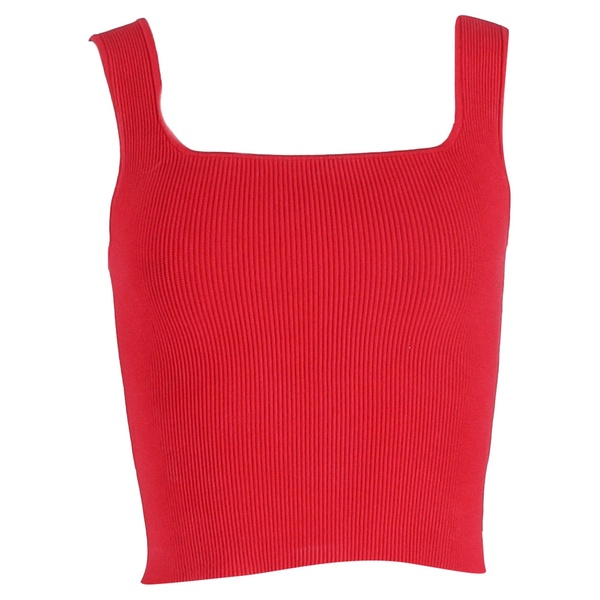 julia ribbed-knit tank top in red cotton