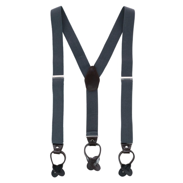 men's 1.375 inch wide solid color y-back button-end suspenders