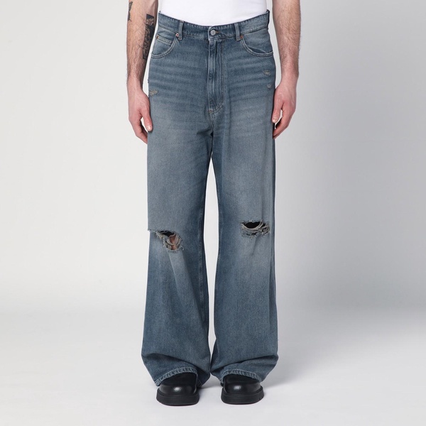 5-pocket distressed denim jeans