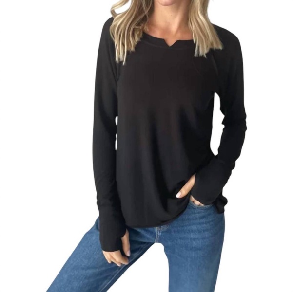 patton long sleeve cozy top in black