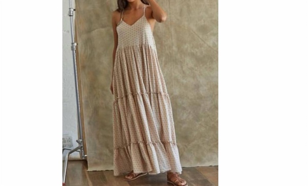 polka dot maxi dress in cream