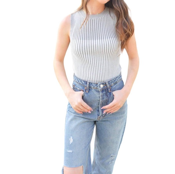 you were right sweater tank top in two tone grey