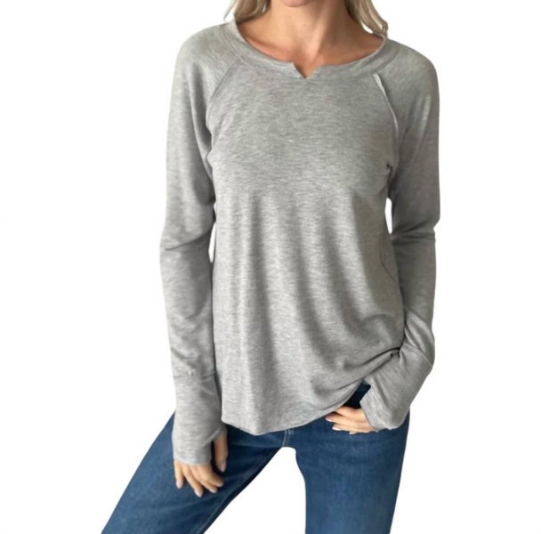 patton long sleeve cozy top in heather grey