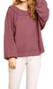 kangaroo pocket waffle knit top in berry