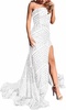 sequin mermaid prom dress in white