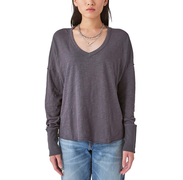 Lucky Brand Women's Long Sleeve V-Neck Top
