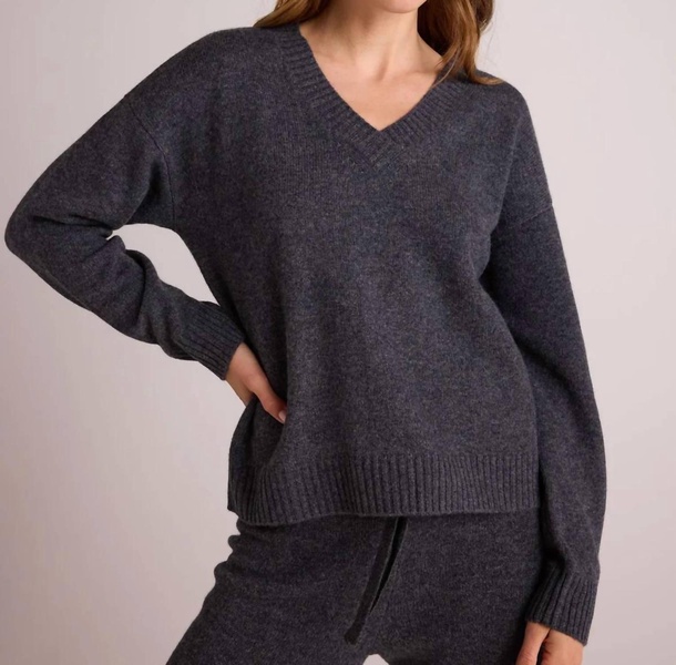 v-neck sweater in charcoal
