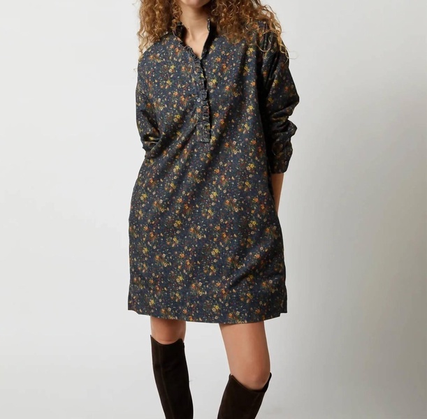 nicky popover dress in ink/multi floral