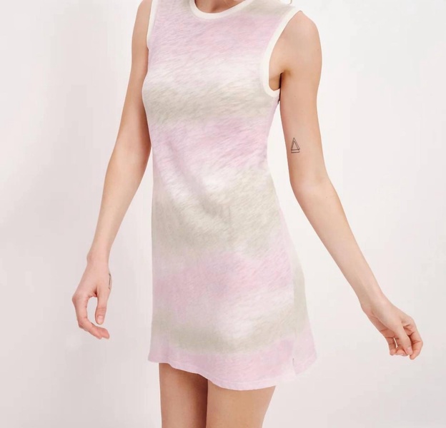 stripe sleeveless muscle dress in watercolor stripe