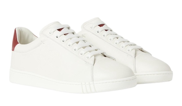 wildy 6237778 men's white/red calf plain leather sneakers