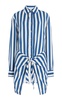 L.A. Striped Stretch-Twill Mini Wrap Shirt Dress
