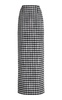 Houndstooth Linen-Blend Maxi Skirt