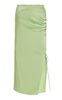 Ruched Satin Midi Skirt