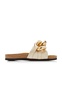 Chain-Embellished Leather Slides