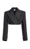 Clare Leather-Trimmed Cropped Blazer Jacket