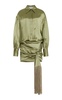 Fringe-Detailed Silk Mini Shirt Dress