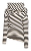 Striped Cotton Jersey Cowl-Neck Top