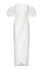 Una Historia Belted Linen Off-The-Shoulder Midi Dress