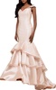 fitted off the shoulder prom dress in white