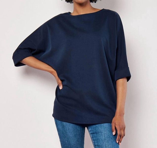 jersey knit batwing top in navy