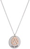 Amazon Essentials Sterling Silver "Dog Mom" with 14k Rose Gold Plated Paw Print Disc Necklace, 18", (previously Amazon Collection)