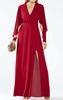 doran draped-sleeve gown in cranberry