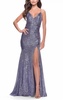 sequined gown in lavender