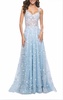beaded align gown in light blue