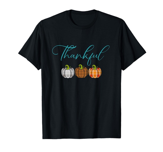 Fall Plaid Pumpkin Thankful women Thanksgiving Be Blessed T-Shirt