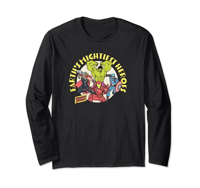 Amazon Essentials Marvel Avengers Earth's Mightiest Heroes Long Sleeve T-Shirt