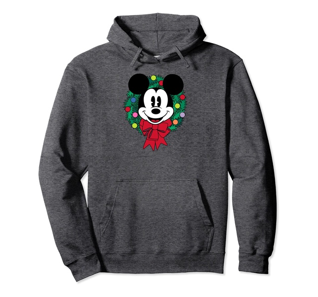 Amazon Essentials Mickey Mouse Festive Holiday Christmas Wreath Pullover Hoodie