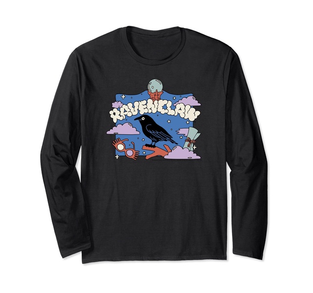 Amazon Essentials Harry Potter Hogwarts Ravenclaw House Cartoon Scene Long Sleeve T-Shirt