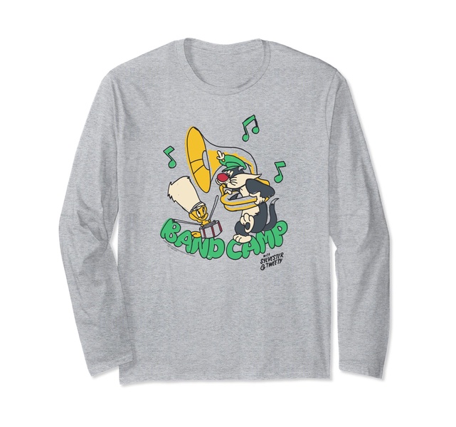 Amazon Essentials Looney Tunes Sylvester and Tweety Band Camp Long Sleeve T-Shirt